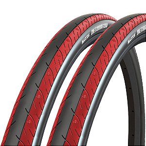 Kit 2 Pneus Maxxis Detonator 26X1.50 Dobrável Kevlar Preto/Vermelho