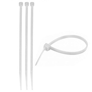 Abraçadeira Plástica de Nylon 2,7x300mm 100 Unidades Branco