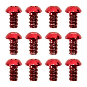 Parafuso Disco de Freio Bike Cly M5 9mm Aço Vermelho - 12 Unidades