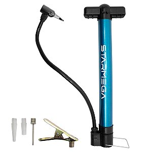 Bomba de Ar Manual para Bicicleta com Adaptador para Válvula Dunlop e Bicos Variados
