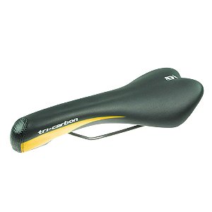 Selim Velo Felt Tri Carbon Gel em Couro - Preto/Amarelo