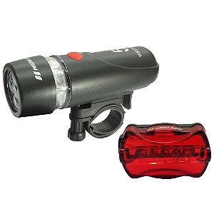 Combo High One Farol Dianteiro 5 Leds + Vista Light Traseiro 5 Leds HOLUZ0012 Preto/Vermelho