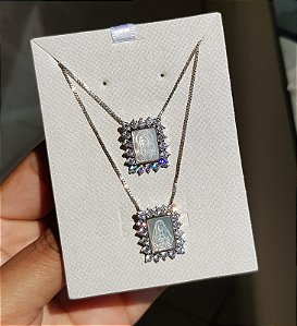 Colar Escapulário Madrepérola com zircônias