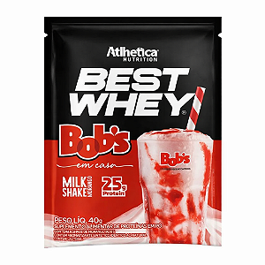 Best Whey MilkShake Morango Bob's Dose Única 40g - Atlhetica Nutrition