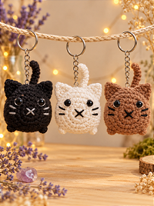 Chaveiro Artesanal - Gatinho Amigurumi