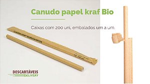 Canudo biodegradável de Papel Kraft 6mm - (Pacote 200 unidades)