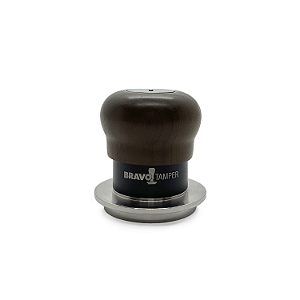 Mini Tamper Bravo com Punho de Madeira Escura e Saia Preta