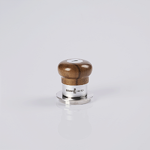 Mini Tamper Bravo com Punho de Madeira Clara e Saia Prata