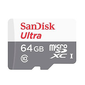 Cartão de Memória Micro SDXC Ultra 64Gb 100MB Sandisk C/ Adaptador SDSQUNR-064G-GN3MA
