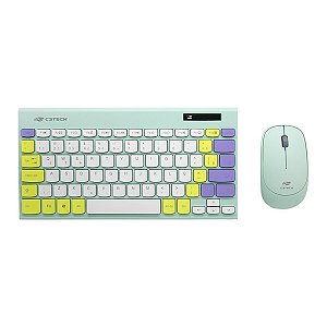 Kit Teclado e Mouse Sem Fio K-W71GN Verde TKL C3Tech