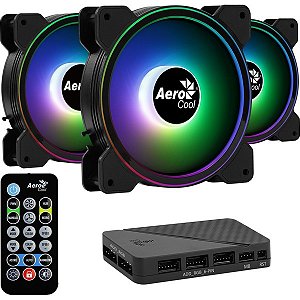Cooler Fan 120X120X25mm Aerocool KIT 3 Coolers Saturn 12 Pro ARGB + Hub + Controle