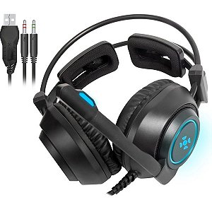 Fone Headset Gamer Fortrek Vickers P2 + USB RGB Preto