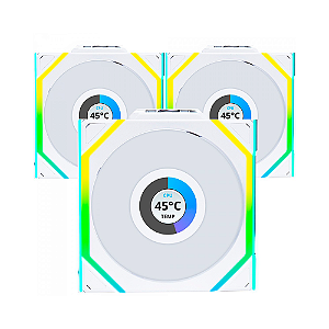Kit 3 Fans Lian Li Uni Fan SL Wireless 120 ARGB Reverse Blade Branco