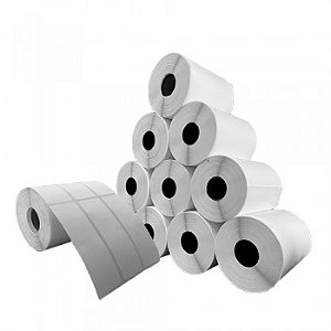 Cx 10 Un Rolos Etiqueta 33X100mm 3 Colunas Couche Adesiva