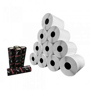 Kit 10 Un Rolos Etiqueta 70X190mm Bopp Adesiva + 5 Ribbons Resina