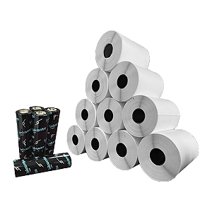 Kit 10 Un Rolos Etiqueta 100X70mm Bopp Adesiva + 5 Ribbons Misto