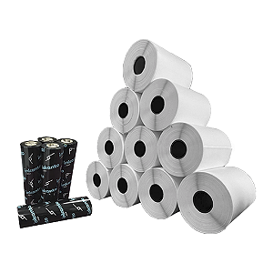 Kit 10 Un Rolos Etiqueta 60X40mm Bopp + 5 Ribbons Misto