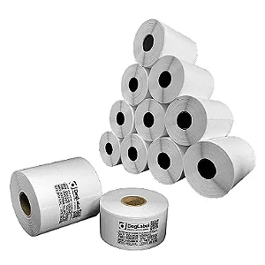 Kit 10 Un Rolos Etiqueta 40x25mm FULL Couchê Adesiva + 5 Ribbons Cera