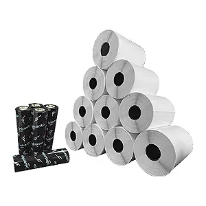 Kit 10 Un Rolos Etiqueta 80X30mm Bopp + 5 Ribbons Misto