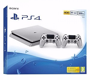 Console PlayStation 4 Slim Prata Silver 500 gb Com 2 Controles - Sony