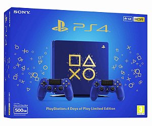 Console Playstation 4 Slim 500 Gb - Edição Especial Days of Play Azul C/ 2 controles - Sony