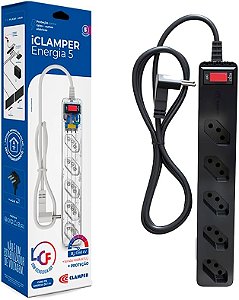 Filtro de Linha iClamper Preto - 5 Tomadas - LCF e DPS