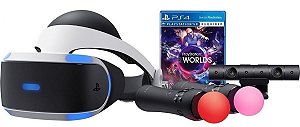 PlayStation VR CUH-ZVR2 + Camera + Controles Move + Jogo Vr Worlds - Seminovo - PS4 - Sony