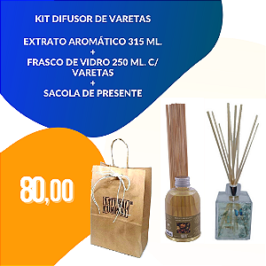 Kit Difusor de Varetas Retrô - Madeiras com Especiarias