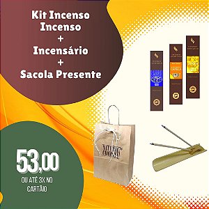 Kit Incensos-Canela, Jasmim e Lavanda+Incensário Bambu