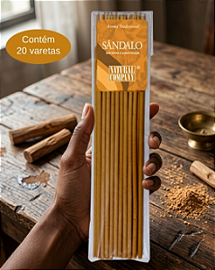 Incenso Natural Sândalo Natural Company - Refil 20 Varetas/20 hs Exalando