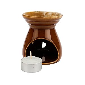 Aromatizador Réchaud Marmorizado Marrom - Cerâmica