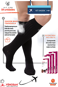 Kit 04 unid - Meia Venosan para Viagem, Cor: Preto