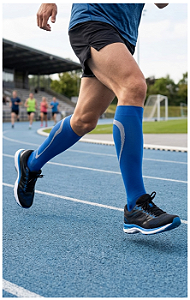 Meia Sigvaris Performance, 20-30 mmHg, 3/4, Azul