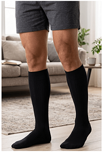 Meia Jobst For Men com Silicone, 30-40 mmHg, 3/4, Preto