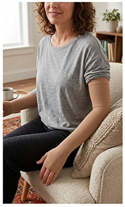 Braçadeira Medi, Malha Plana Esprit com Mão e Faixa de Silicone Cor: Bege