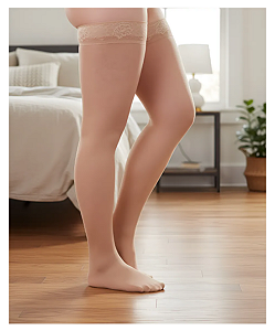 Meia Sigvaris Ever Sheer, 20-30 mmHg, 7/8 Meia Coxa, Cor: Vanila