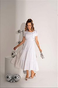 Vestido Célia Branco em Jeans Fagian