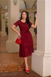 Vestido Lorena em Viscolinho Fagian Cherry