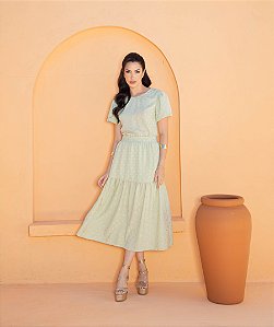 Vestido em alfaiataria midi Verde Capri Valentina Sirrah
