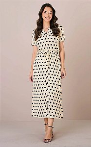 Conjunto Viscose Saia Midi e solta Blusa Solta Cassiane Bege - Tatá Martello
