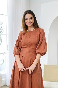 Vestido Catalão Marrom Valentina Sirrah