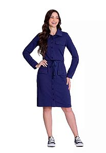 Vestido késia em Moletton com botoes funcionais Hapuk