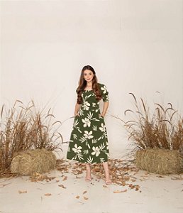 VESTIDO EM CREPE MAGÉ (FLORAL VERDE) VALENTINA SIRRAH