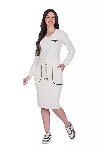 Conjunto em malha Texturizada Amabylle Hapuk Off white