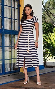 Vestido Maxi Midi no Linho com Cordão Vanessa Tata Martello