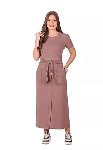 Vestido Lúcia Marrom em Molecotton e Ribbana Hapuk