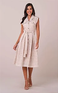 Vestido Midi no Linho Bordado Eliza - Tata Martello