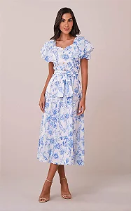 Vestido Maxi Midi no Crepe Estampado Suzana - Tata Martello
