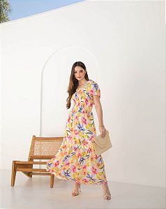 Vestido em Musseline Marialva Amarelo Valentina Sirrah