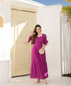 Vestido em Laise Algodão Fúcsia Valentina Sirrah